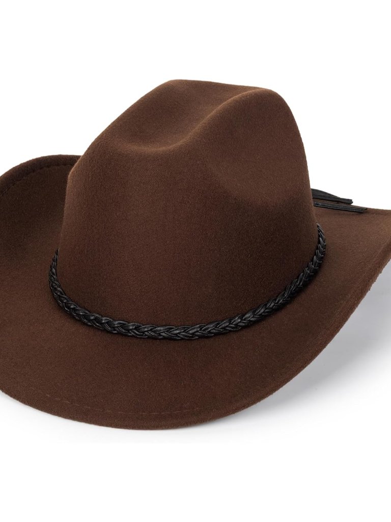 Western Cowboy Hat For Men Women Classic Roll Up Fedora Hat With Buckle Beltsize